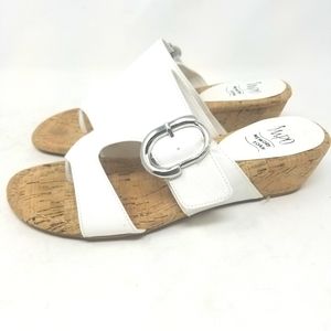 Impo Memory Foam White Wedge Flip Flops Sandals
